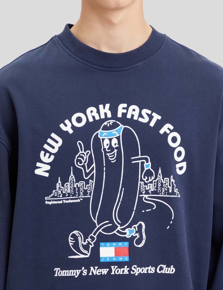 Sudadeira TOMMY JEANS logo graphic relaxed crew navy